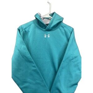 Under Armour Womens Hoodie Pullover Small Teal Loose Fit Cold Gear